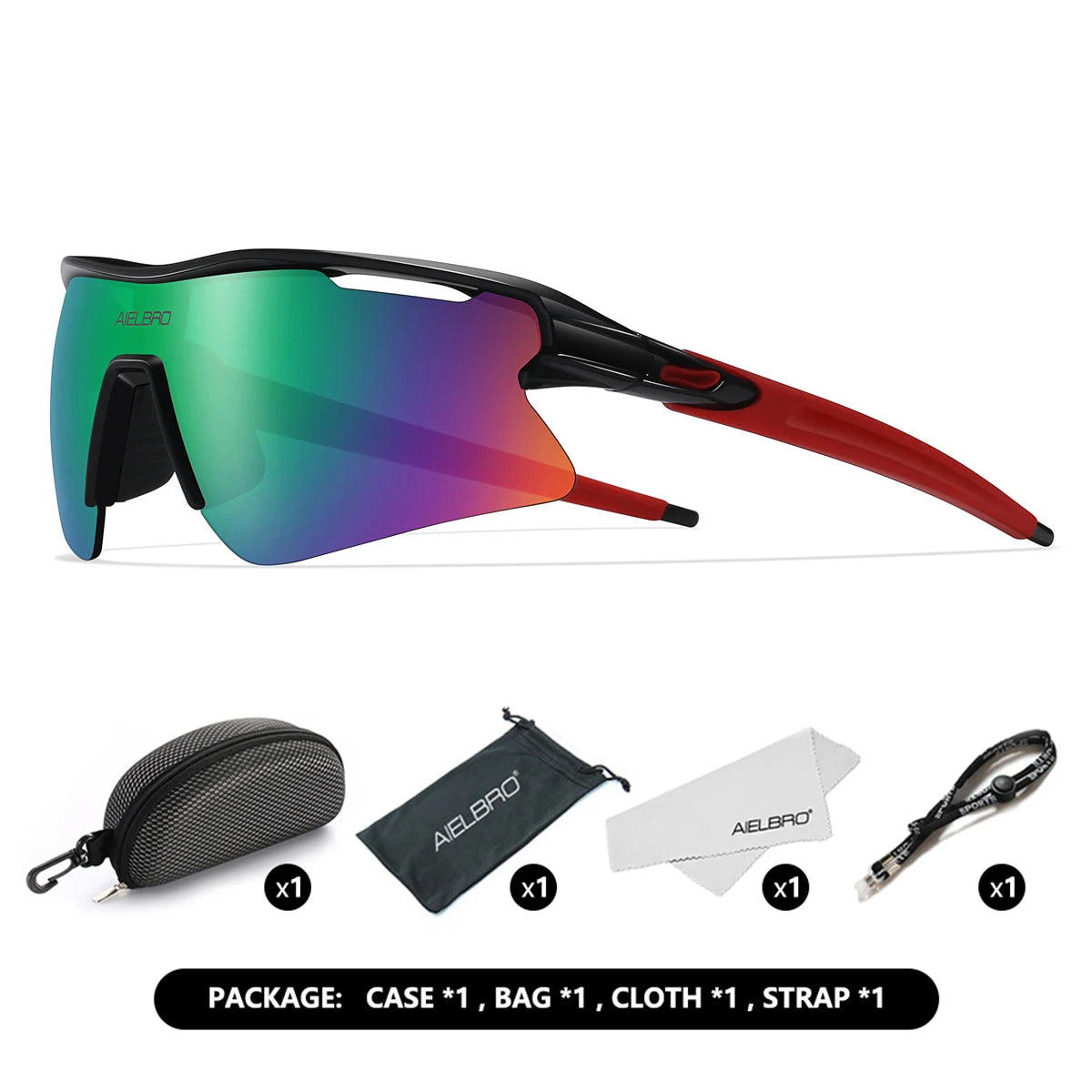 AIELBRO Sports Sunglasses for Men Women Cycling Running - UV400 Protection Bicycle Glasses for Road Bike & Outdoor Activities