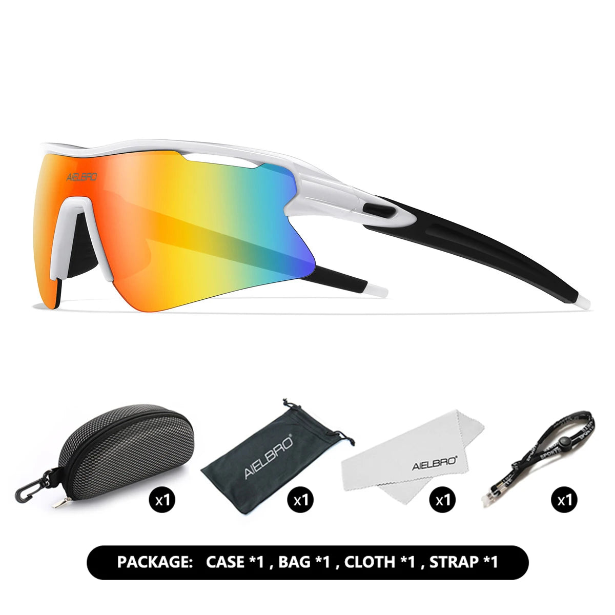AIELBRO Sports Sunglasses for Men Women Cycling Running - UV400 Protection Bicycle Glasses for Road Bike & Outdoor Activities