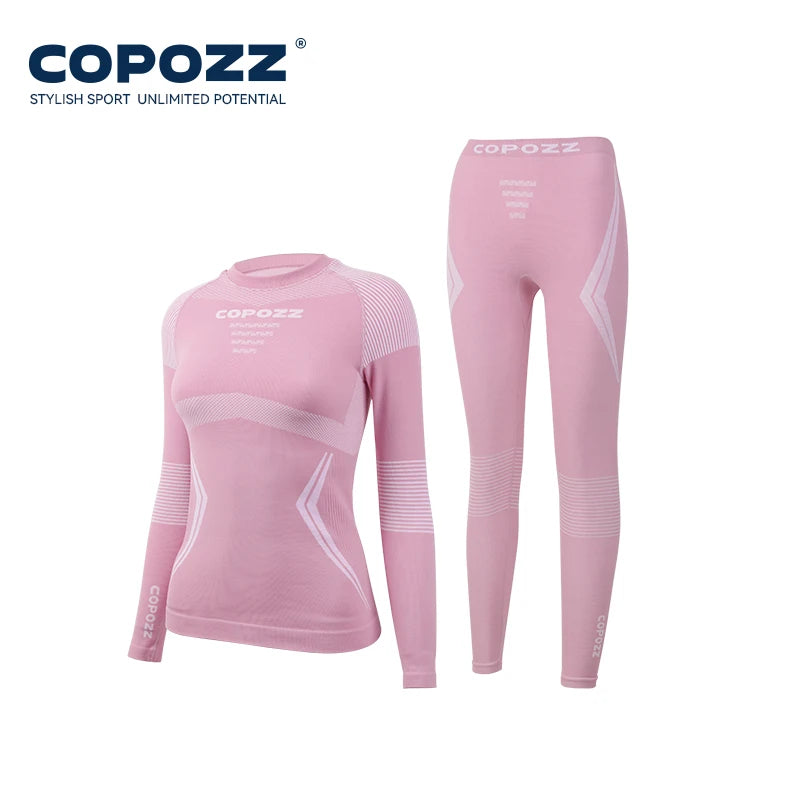 COPOZZ Men Women Ski Thermal Underwear Sets Quick Dry Functional Compression Tracksuit Tight Snowboarding Tops and Pants Adult