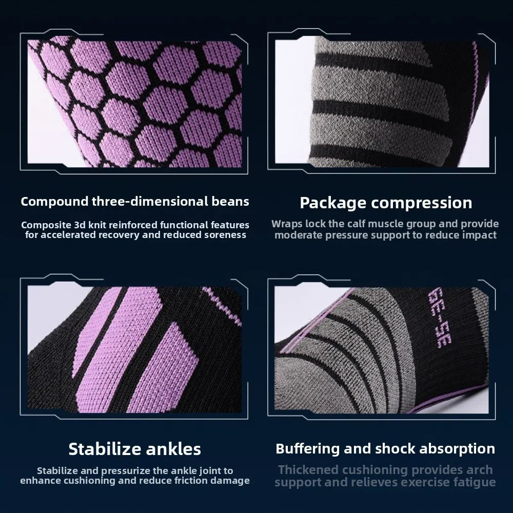 New Thickened Ski Socks Anti-slip Thermal Compression Socks Moisture-wicking Breathable Knee High Socks for Cold Weather