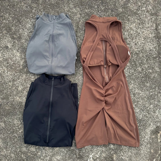 Solid color Scrunch Back Waist Tight Yoga Jumpsuit Shorts Set Women Zipper Gym Sportswear Fitness One Piece Sports Suit Workout