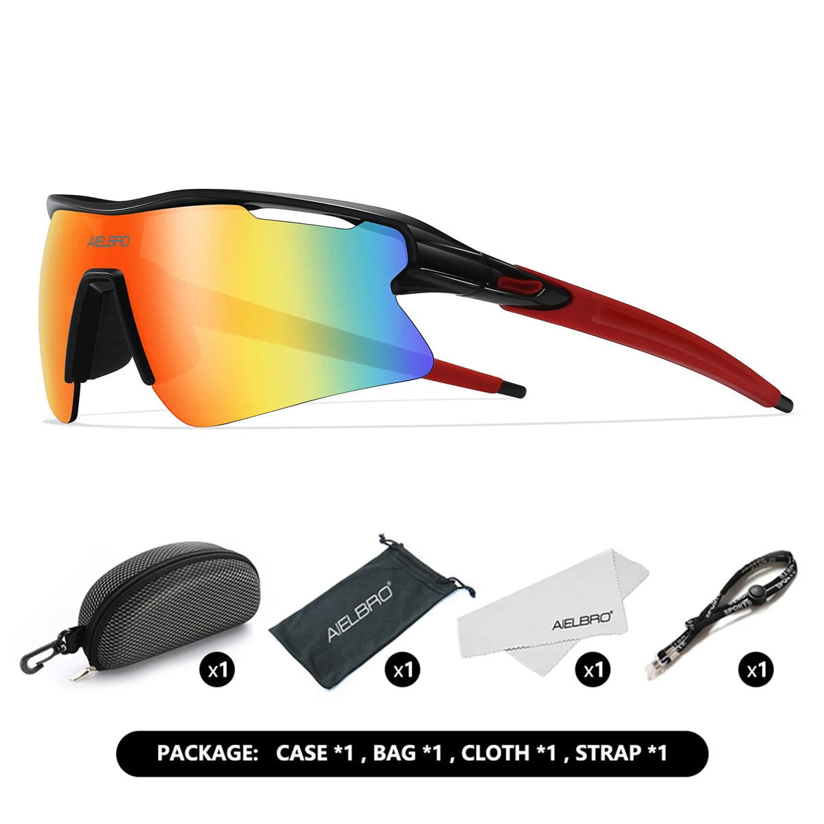 AIELBRO Sports Sunglasses for Men Women Cycling Running - UV400 Protection Bicycle Glasses for Road Bike & Outdoor Activities