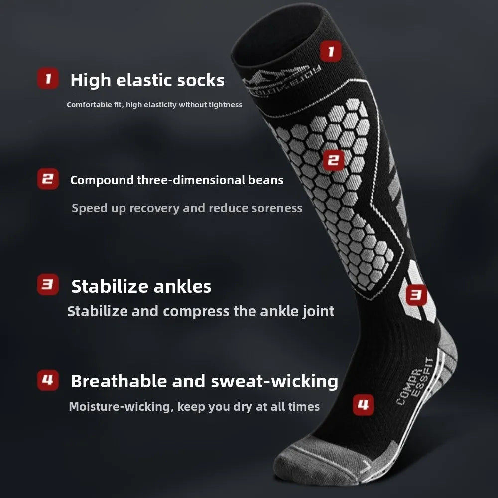 New Thickened Ski Socks Anti-slip Thermal Compression Socks Moisture-wicking Breathable Knee High Socks for Cold Weather