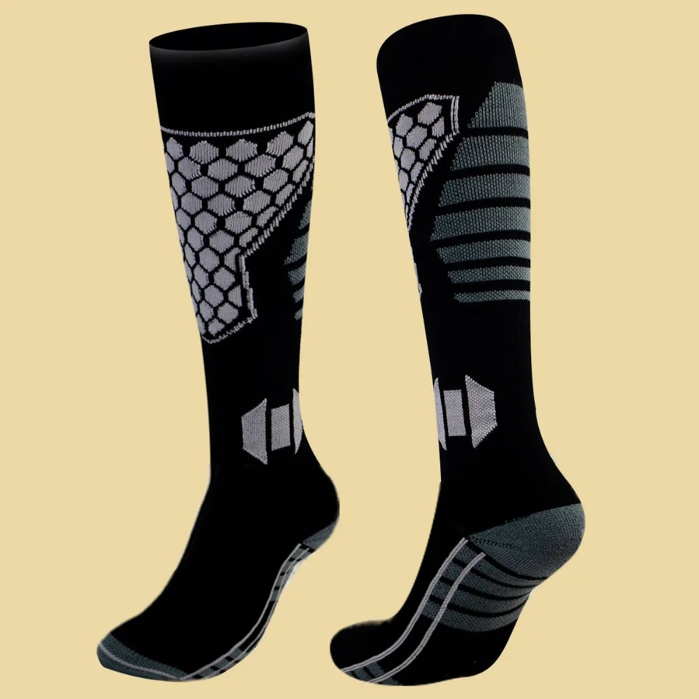 New Thickened Ski Socks Anti-slip Thermal Compression Socks Moisture-wicking Breathable Knee High Socks for Cold Weather