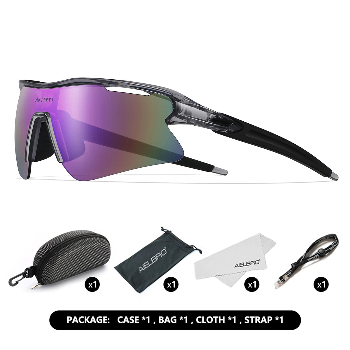 AIELBRO Sports Sunglasses for Men Women Cycling Running - UV400 Protection Bicycle Glasses for Road Bike & Outdoor Activities