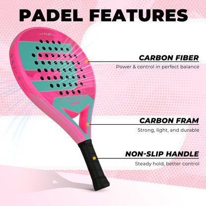 INSUM Padel Racket Carbon Fiber Surface with EVA Memory Flex Foam Core Padel Tennis Racket Lightweight Paddle Racquet