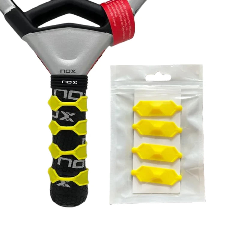 Tennis Racket Grip Enhancer Rings, 4 Colors, Boost Friction and Reduce Vibration, Silicone Material, 4-Pack, Padel Accessories G