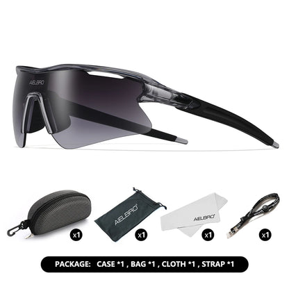 AIELBRO Sports Sunglasses for Men Women Cycling Running - UV400 Protection Bicycle Glasses for Road Bike & Outdoor Activities