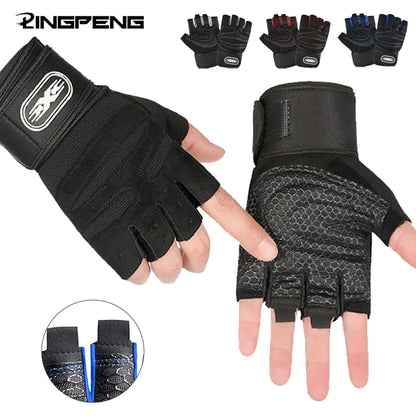 Workout Gloves for Men Women Half Finger Glove with Wrist Wrap for Sport Weight Lifting Training Bicycle Motorcyclist Gym Glove