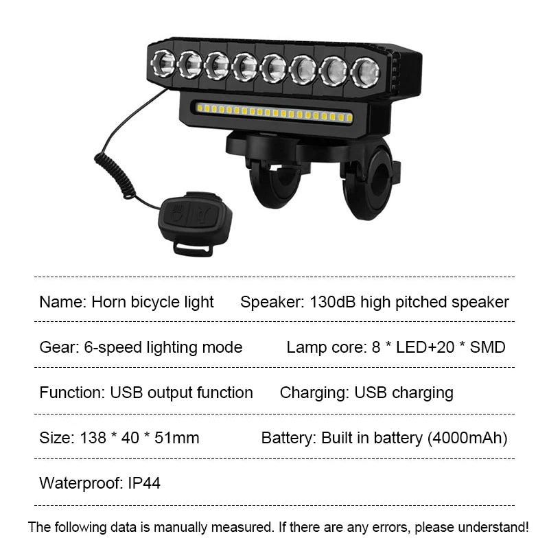 New USB Charging MTB Headlight Bicycle Light LED Waterproof Cycling Lamp Flashlight Cycling Horn Bike Light Front light bicycle