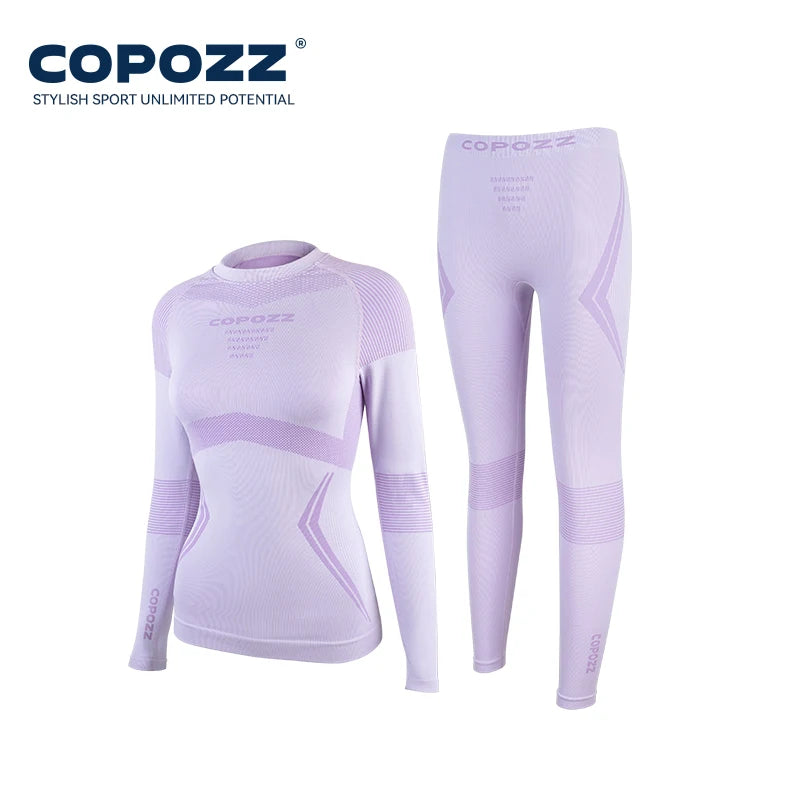 COPOZZ Men Women Ski Thermal Underwear Sets Quick Dry Functional Compression Tracksuit Tight Snowboarding Tops and Pants Adult