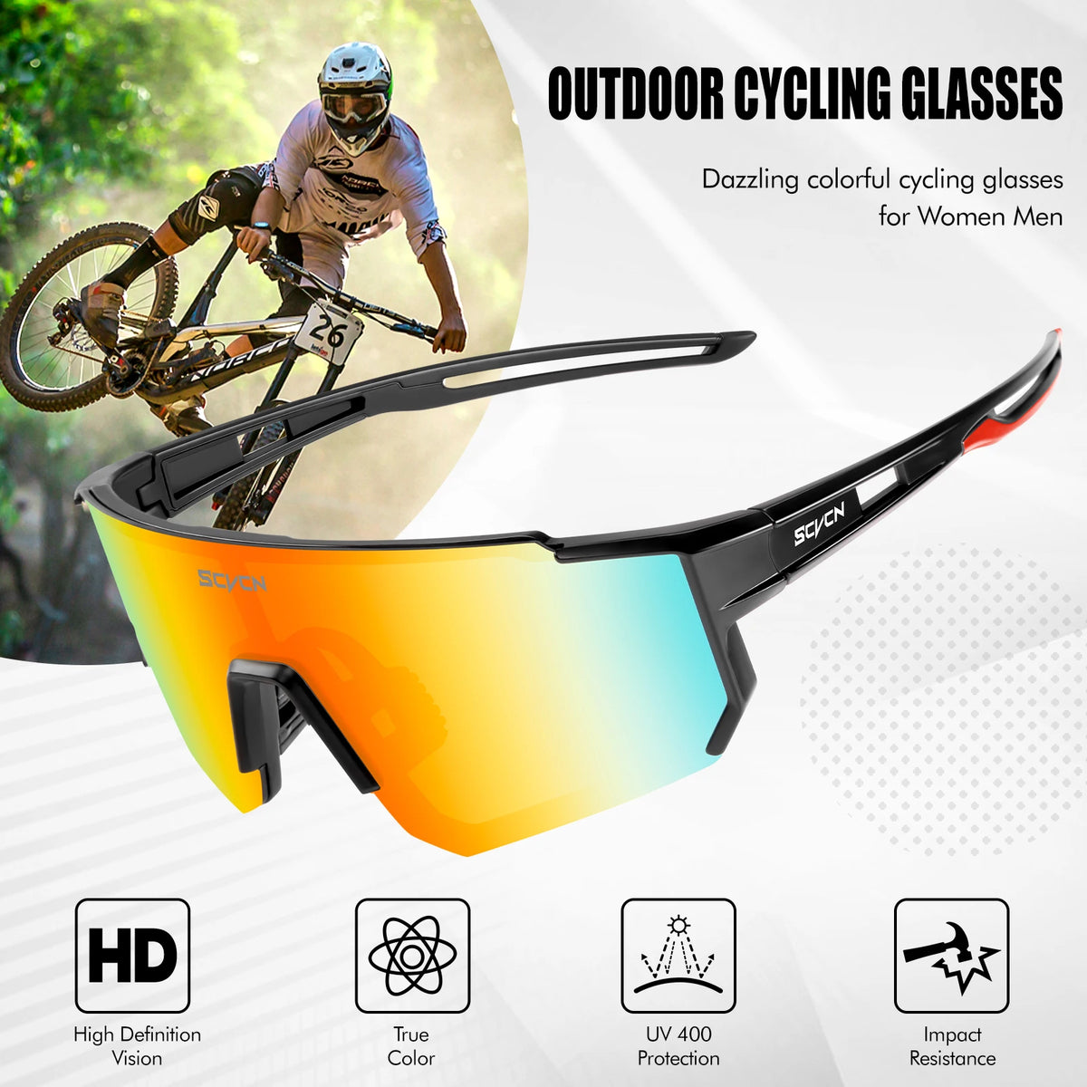SCVCN new Outdoor Cycling Sunglasses Men MTB Bike Glasses  Sports Mountain Climbing fishing Women Bicycle Cycling UV400 Goggles