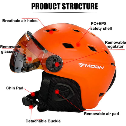 Skiing Helmet with Goggles Integrally-Molded PC+EPS High-Quality Ski Helmet Outdoor Adult Sport Ski Snowboard Skateboard Helmets