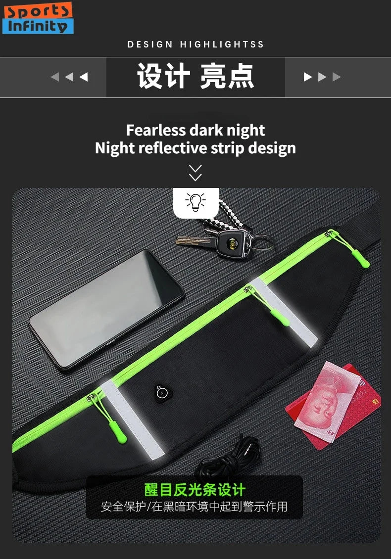 Sports Running Bag Men Women Waist Bag Mobile Cell Phone Pouch Waterproof Invisible Belt Bag for Outdoors Gym Sport Bags