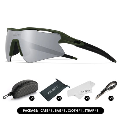 AIELBRO Sports Sunglasses for Men Women Cycling Running - UV400 Protection Bicycle Glasses for Road Bike & Outdoor Activities