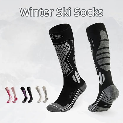 New Thickened Ski Socks Anti-slip Thermal Compression Socks Moisture-wicking Breathable Knee High Socks for Cold Weather
