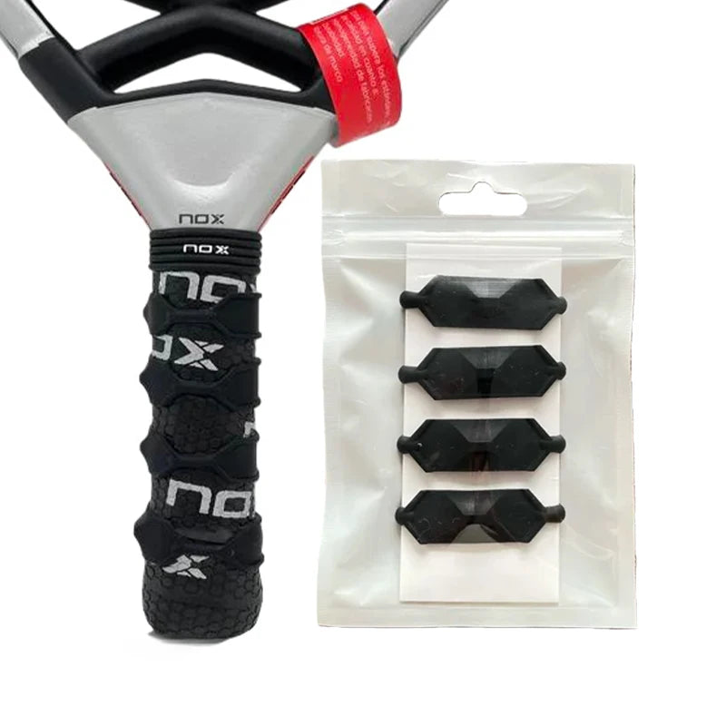 Tennis Racket Grip Enhancer Rings, 4 Colors, Boost Friction and Reduce Vibration, Silicone Material, 4-Pack, Padel Accessories G