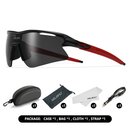 AIELBRO Sports Sunglasses for Men Women Cycling Running - UV400 Protection Bicycle Glasses for Road Bike & Outdoor Activities