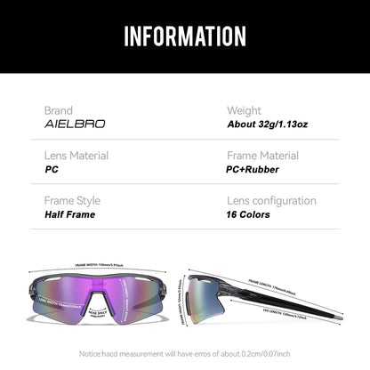 AIELBRO Sports Sunglasses for Men Women Cycling Running - UV400 Protection Bicycle Glasses for Road Bike & Outdoor Activities